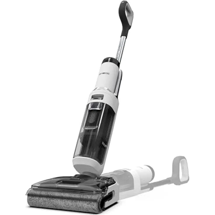 Tineco Floor One Stretch S6 Nass Trockensauger, 180°-Flachdesign Saugwischer 13cm Liegehöhe, 70°C 5min FlashDry Selbstreinigung, 3-Seitige Kantenreinigung 40min Laufzeit Reinigung unter tiefen Möbeln