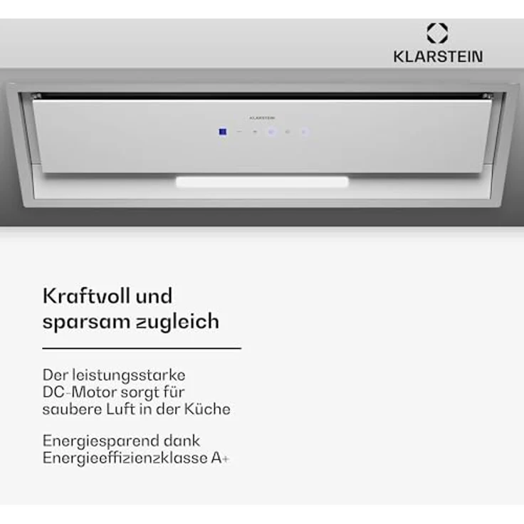 Klarstein Ventimate Unterbau-Dunstabzugshaube, 85cm, 390 m³/h, Energieeffizienz A+, leiser 50W DC-Motor, Touch-Bedienfeld, LED-Beleuchtung, Kohlefilter, weiß – Bild 3