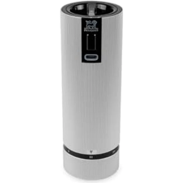PEUGEOT - Wiederaufladbare elektrische u‘Select-Salzmühle Line 15 cm + Steinsalz - 6 voreingestellte Mahlgrade - Aluminium – Bild 1