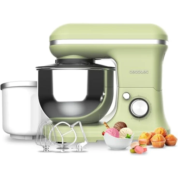 Cecotec Rühr- und Knetmaschine Cecomixer Merengue 5L 1200 Ice-Cream Grün. 1200 W, 5-Liter-Schüssel aus Edelstahl und Zubehör zum Schlagen und Kneten, inklusive Funktion zum Eiscreme machen – Bild 1
