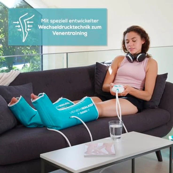 VENENWALKER basic Venentrainer VenenWalker Basic, Set 5-tlg., 1* Steuergerät, 1* Tragetasche, 2* Beinmanschetten, 1*Netzadapter, Massagegeräte mit Wechseldrucktechnik, für müde und geschwollene Beine, blau – Bild 3