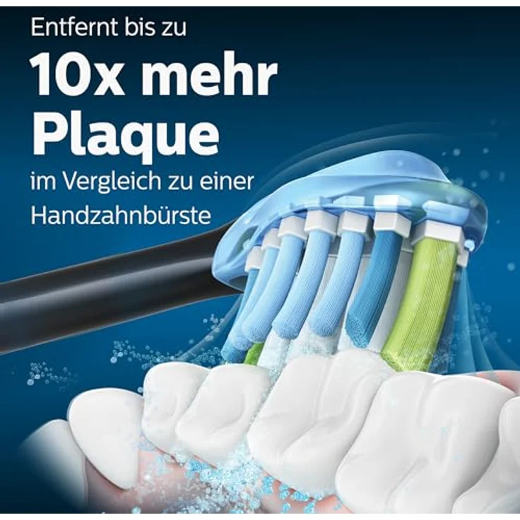 Philips Sonicare HX9042/33 Aufsteckbürste Premium Plaque Defence, 10x mehr Plaqueentfernung, RFID-Chip, 2er-Pack, Schwarz-Blau – Bild 2
