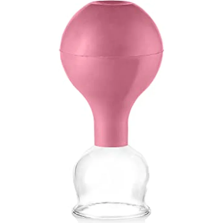Pulox Schröpfglas aus Echtglas mit Saugball in Pink, 40mm - Medizinische Profi-Schröpfgläser – Bild 1