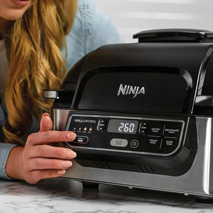 Ninja AG301EU Foodi Grill & Luftfritteuse, 4 Portionen, 1760 W, keramische Antihaftbeschichtung, schwarz – Bild 3