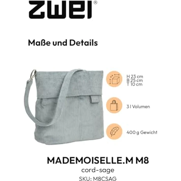 Zwei Mademoiselle.M Schultertasche, 25 cm, blau, 100% Polyurethan – Bild 2
