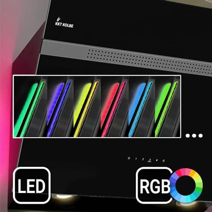 Dunstabzugshaube 60 cm | Wandhaube | kopffrei | schwarz | Glas | Abluft | Umluft | Schräghaube | WiFi Smart App | RGBW-LED-Beleuchtung | Touch Bedienung | ALPINA609HC – Bild 4