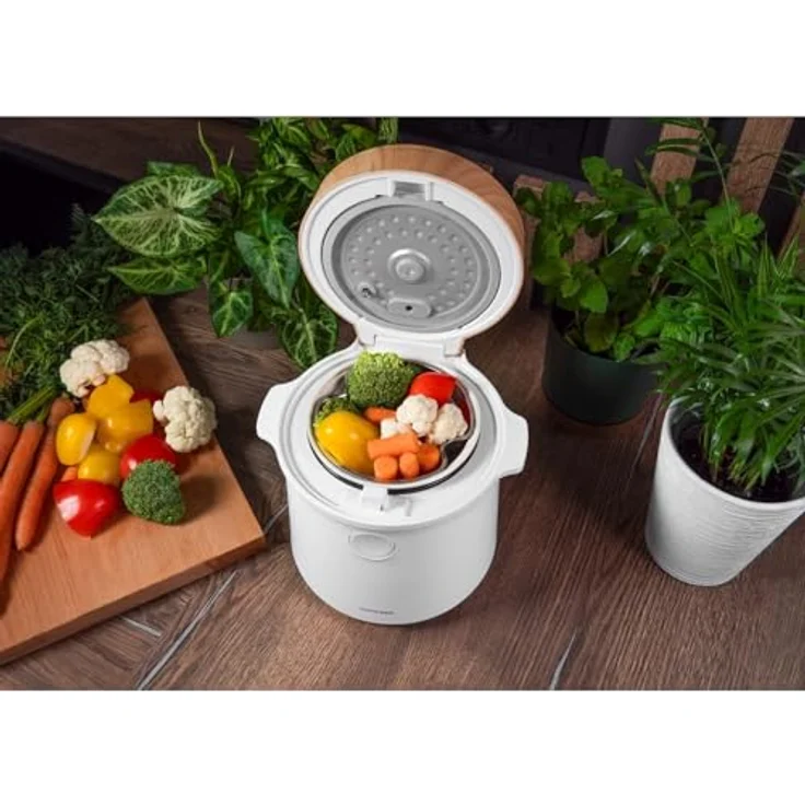Concept RE3030 Multifunktionaler Reiskocher 1,5 l | 9 Programme | LED-Touch-Display - Integrierte Warmhalte- und Timerfunktion | Gesundes Dämpfen | Weiß mit Holzimitation – Bild 2