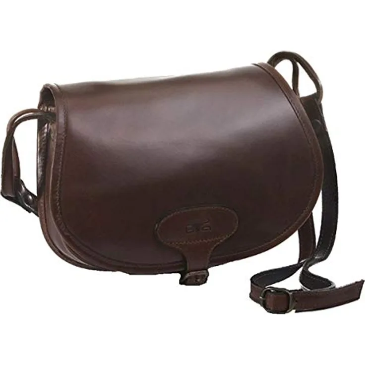 Mika BONNY Schultertasche, elegante Damentasche aus Sattelleder, braun