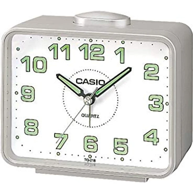 Casio TQ-218-8EF, Wecker aus Kunststoff, Silber, mit Snooze-Funktion und lautem Alarm