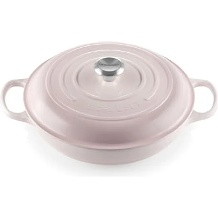 LE CREUSET Signature Gusseisen Gourmet-Profitopf, Rund, Ø 30 cm, 3,5 l, Induktionsgeeignet, Shell Pink