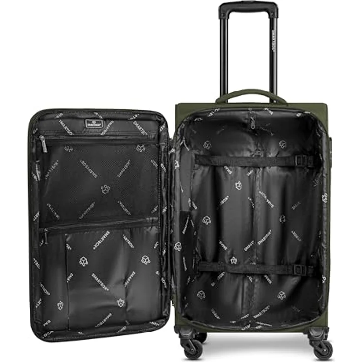 SMARTBOX Weichgepäck Koffer-Set 3-teilig für Damen & Herren | leichte & stabile Reise-Trolleys, hochwertiges Softcase, 4 Rollen & Zahlenschloss, erweiterbar mit Dehnfalten | Edition 04, schwarz – Bild 4