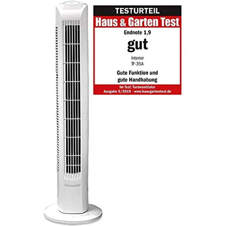 Jung Ventilator Säulenventilator Turmventilator 73cm, 3 Stufen Standventilator, Oszillierender Bodenventilator mit Timer, 30 W, Weiss