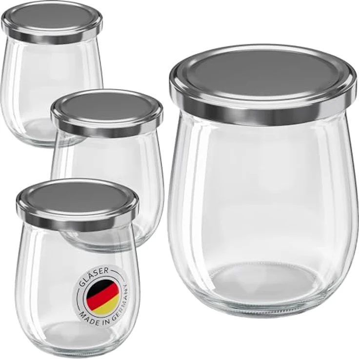 WELLGRO 25x Einmachgläser mit Schraubdeckel, 417ml, silberner Deckel To 82, Made in Germany, vielseitige Vorratsgläser und Gärglas – Bild 1
