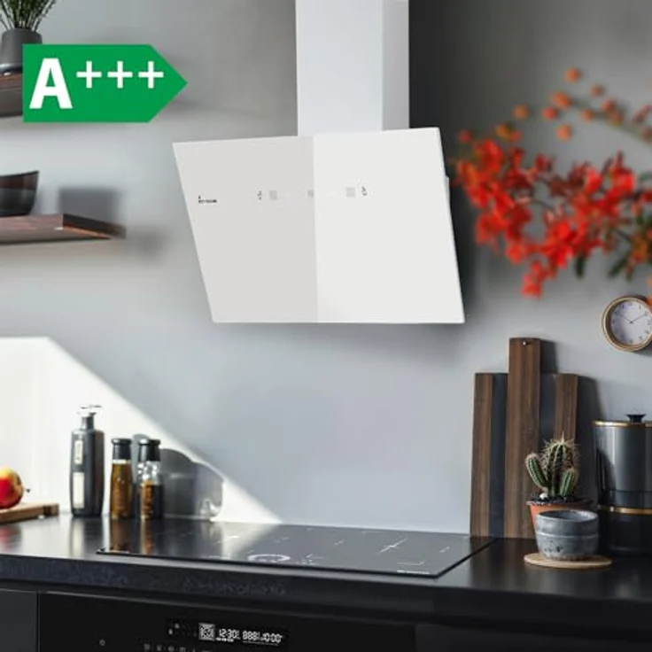 KKT KOLBE Dunstabzugshaube TRIO6025W, 60cm Wandhaube kopffrei mit Gestensteuerung, 782cbm/h, Weiß, Glas, SensorTouch Bedienung, LED-Beleuchtung – Bild 2