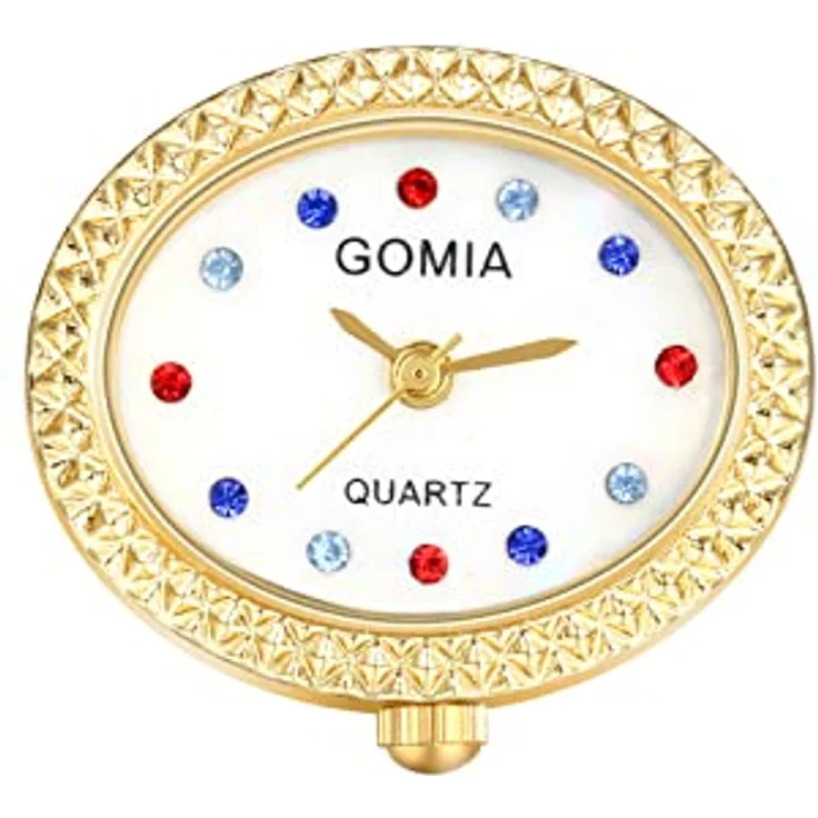 JewelryWe Ringuhr Damen Analog Quarz mit ovalem Strass Muschel Zifferblatt, Gold, verstellbar – Bild 1