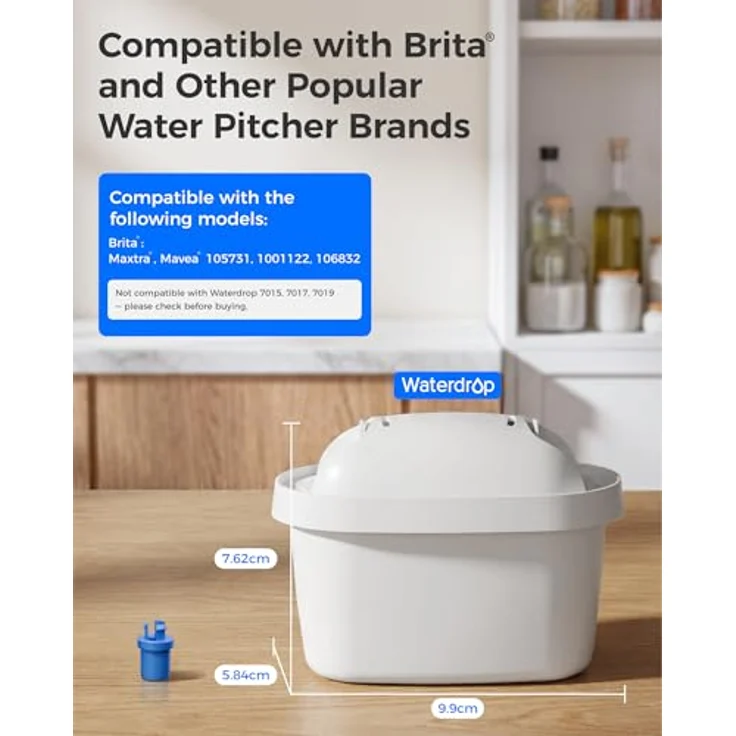 Waterdrop Filterkartuschen für Brita® Maxtra+®, Maxtra Pro®, Ersetzt Brita® Marella® Kanne, Reduziert PFAS/PFOA/PFOS, TÜV SÜD und NSF Zertifiziert (8 Stück) – Bild 3