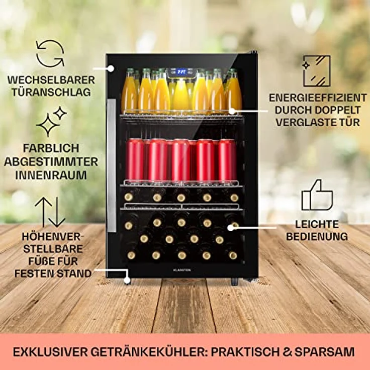 Klarstein Mini Kühlschrank mit Glastür, 147 Liter, Indoor/Outdoor, leise – Bild 5