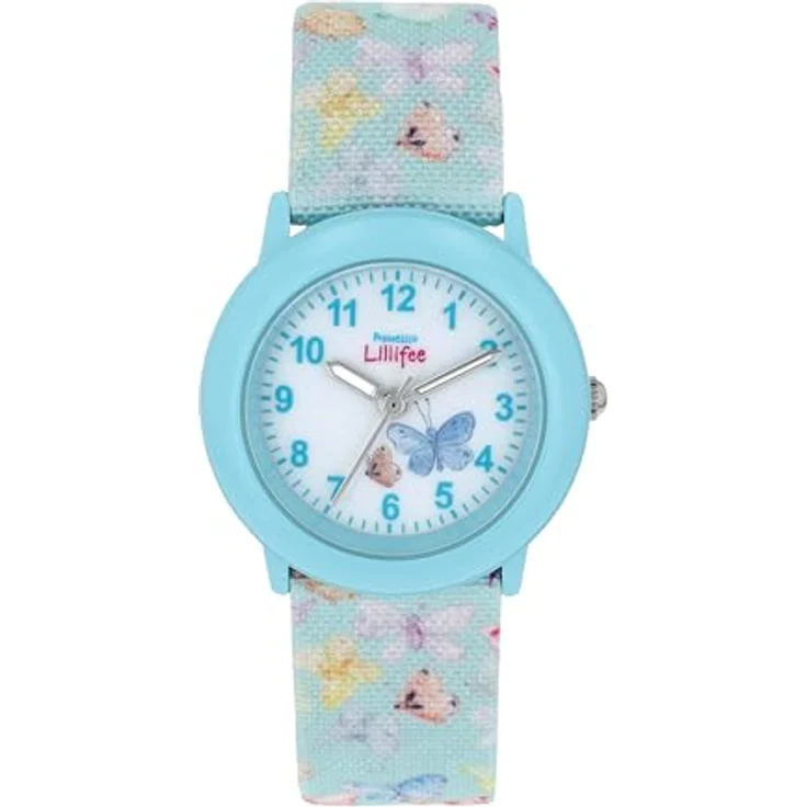 Prinzessin Lillifee Quarzuhr 2037732, Kinderuhr mit längenverstellbarem Textilarmband und kratzfestem Mineralglas, spritzwassergeschützt – Bild 1