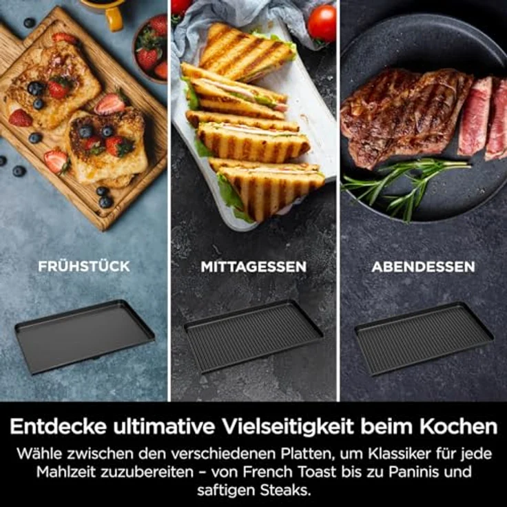 Ninja Sizzle Pro XL Indoor-Grill & Plancha, 1150 cm² Kochfläche, Antihaft-Keramikbeschichtung, abnehmbarer Deckel, Silber/Schwarz GX101EU – Bild 3
