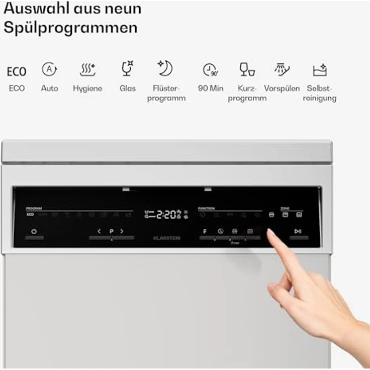 Klarstein Verosteel Geschirrspüler 45cm, freistehend, 10 Plätze, 9 Programme, 42 dB, Energieklasse B, AquaStop, Kindersicherung, Silber – Bild 4