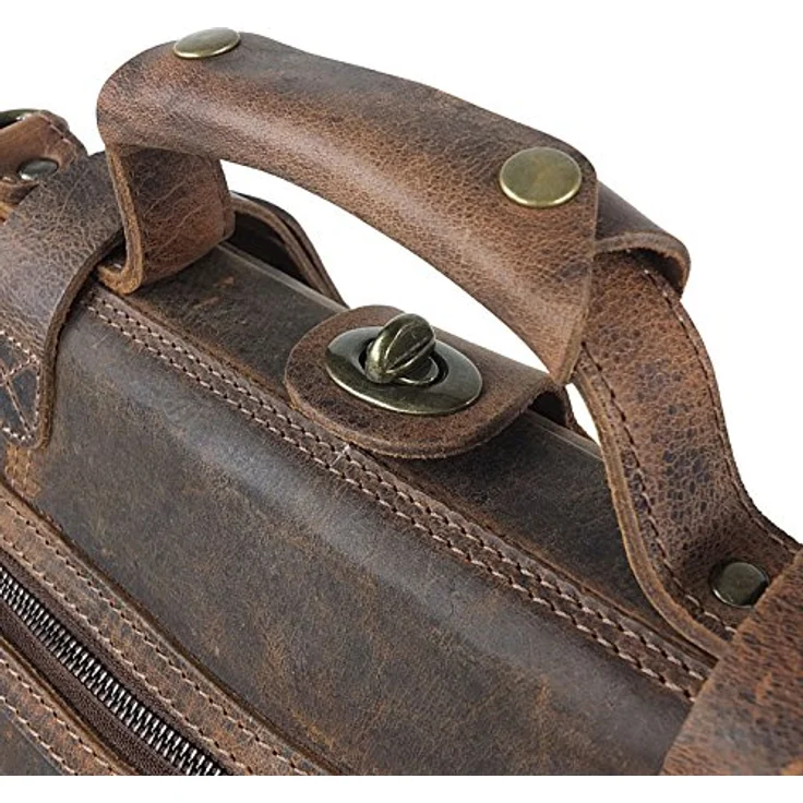 Greenland Nature Classic Bügeltasche Doktorkoffer aus hochwertigem Leder, 37 cm, Braun – Bild 7