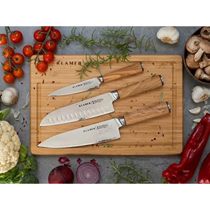 KLAMER Damast Chefmesser 20cm, extra scharfes Küchenmesser, echter japanischer Damaststahl, Fleischmesser – Bild 3