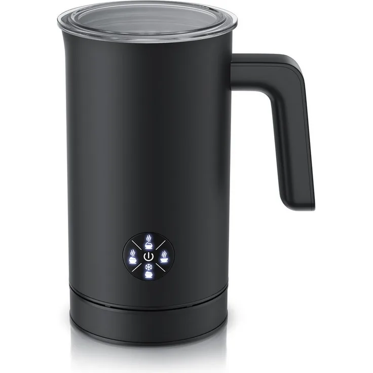 Arendo Milchaufschäumer elektrisch 4in1, 500 W, Doppelwandgehäuse, 4 Programme, Heiß & Kaltaufschäumen (150 & 300 ml) für Cappuccino / Latte Macchiato, Schwarz