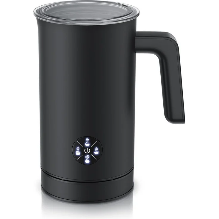 Arendo Milchaufschäumer elektrisch 4in1, 500 W, Doppelwandgehäuse, 4 Programme, Heiß & Kaltaufschäumen (150 & 300 ml) für Cappuccino / Latte Macchiato, Schwarz