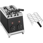 MILANTOAST 2-er Toaster mit Zangen mit Brötchenaufsatz, Edelstahl, individuell einstellbar, Schwarz