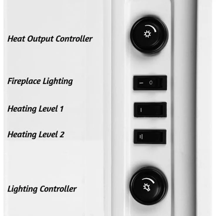 Deuba Heizlüfter, 2000 W, Elektrischer Kamin mit LED Kaminfeuer Effekt, weiß-grau – Bild 6