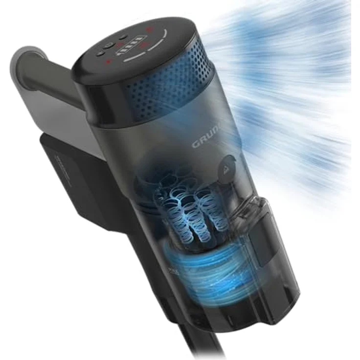 Grundig VCP 8331 Pro Akku-Staubsauger, 450W, 21,6V, 40 Min Laufzeit, beutellos, Wischfunktion, LED-Licht, silber/schwarz – Bild 9