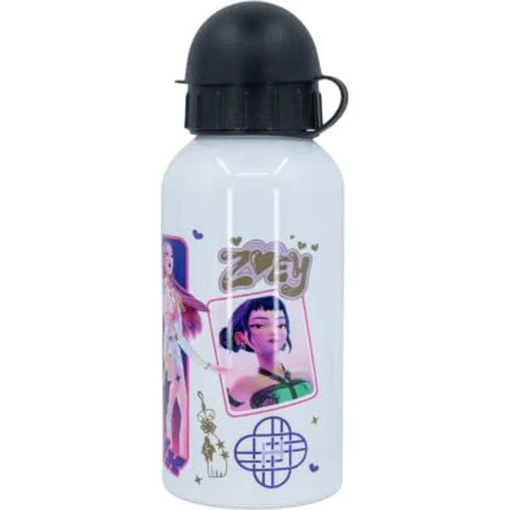 K-Pop Demon Hunters Trinkflasche Aluminium 400 ml, leichte Kinderflasche für Schule und Freizeit, kompakt und handlich – Bild 2