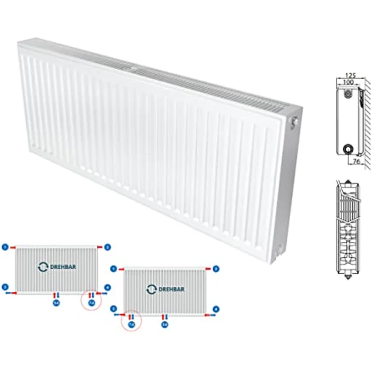 Heizkörper Mittelanschluss Kompakt & Ventilheizkörper Typ 22 400x1200 & Halter & Ventil NEU – Bild 1