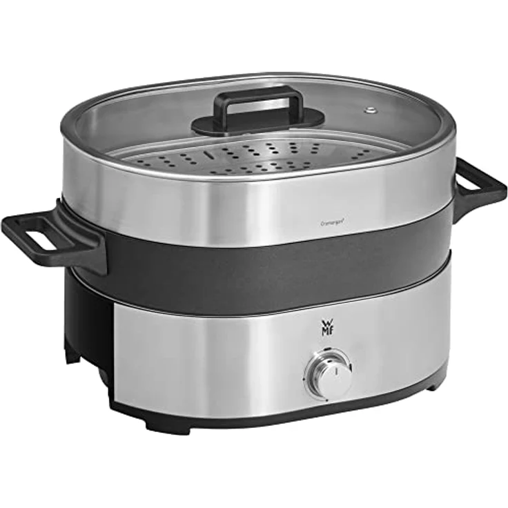 WMF Lono Hot Pot & Dampfgarer elektrisch 3,6l, chinesisches Fondue für 6 Personen, elektrische Dampfgarer, Dampfaufsatz für Dim Sum, Bao, Garkörbchen, 1700W, edelstahl matt – Bild 1