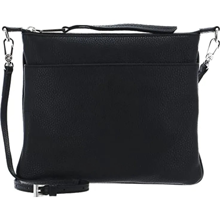 Abro Adria Umhängetasche, elegante Lederhandtasche 26 cm mit verstellbarem Umhängeriemen, Schwarz