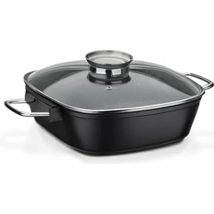 GSW 414579 Viereckbräter Gourmet Granit 28x28cm, Aluminium, Glas, schwarz – Bild 9