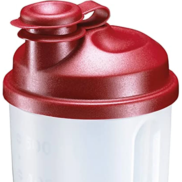 Westmark 2 Mix- und Schüttelbecher/Dressingshaker, 0,5l, BPA-frei, transluzent/rot, mit Mess-Skala, herausnehmbarer Mixscheibe und verschließbarem Ausgießer – Bild 3