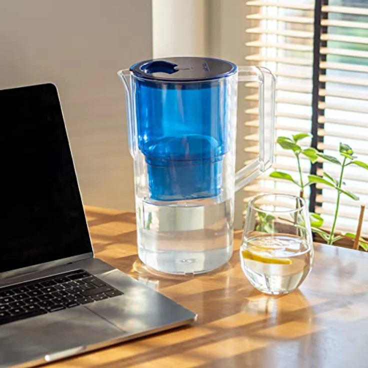 Wessper AquaClassic Basic 2.5L Wasserfilterkanne - Reduziert Kalk und Chlor, inkl. 1 Wasserfilter - weiß/Blau – Bild 4
