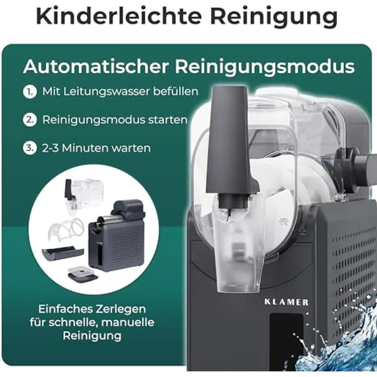 KLAMER Slush Maschine, 2,6L mit 5 voreingestellten Programmen für Slushie, Cocktail, Milchshake, Frappé und Wein, Turbo Freeze, automatische Reinigung, kein Eis erforderlich – Bild 7