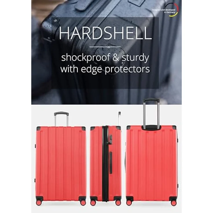 Hauptstadtkoffer Q-Damm - Großer Hartschalenkoffer, TSA, 4 Rollen, Check-In Gepäck mit 6 cm Volumenerweiterung, 78cm, 133 Liter, Koralle – Bild 4