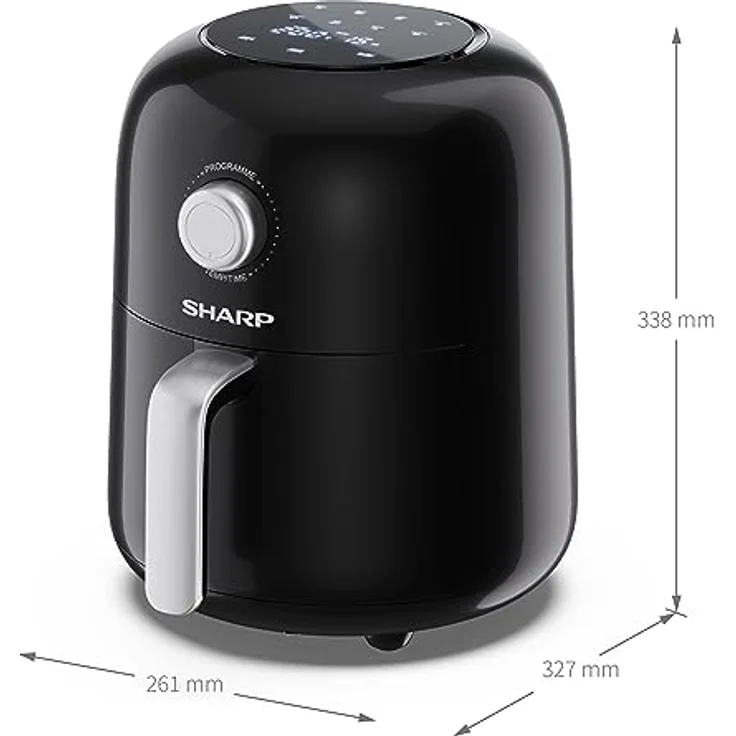 SHARP AF-GS404AE-B Heißluftfritteuse 4L mit halbdigitaler Steuerung – Touchdisplay Funktion, 8 Programme, 1300W, Schwarz, Backen ohne Öl – Bild 5