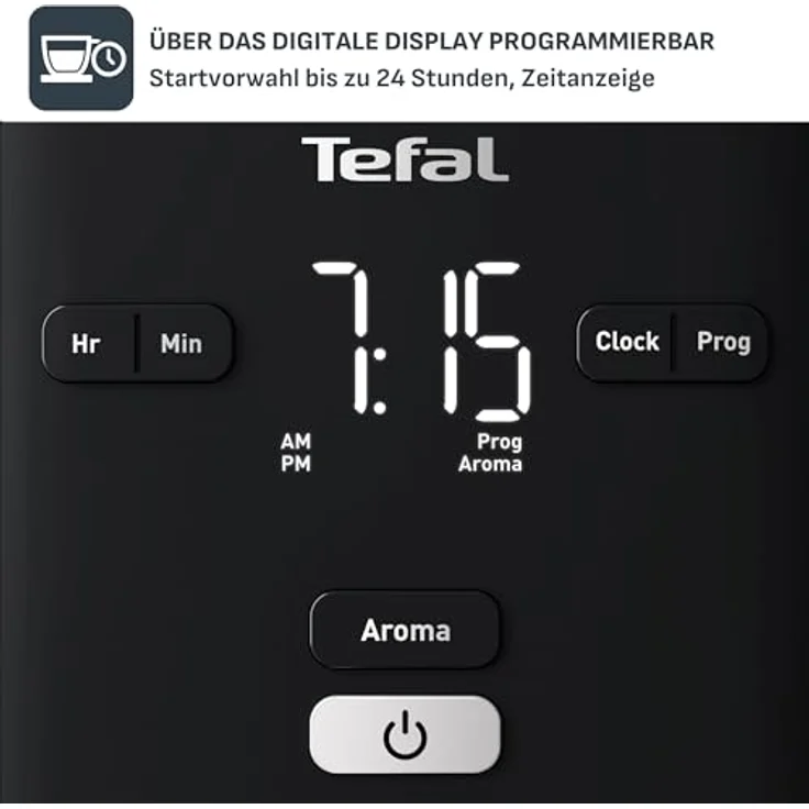 Tefal Smart & Light TT640810 Toaster, digital, 7 Positionen, Schwarz Cafetière Schwarz – Bild 4