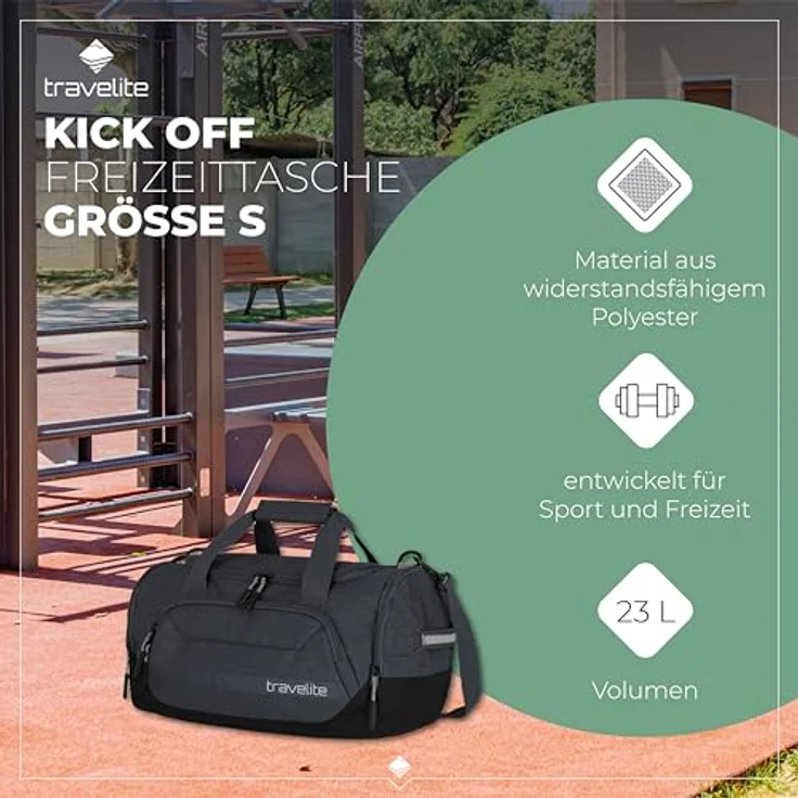 Travelite Kick Off Weekender Reisetasche S, 40 cm, grau, 100% Polyester – Bild 3
