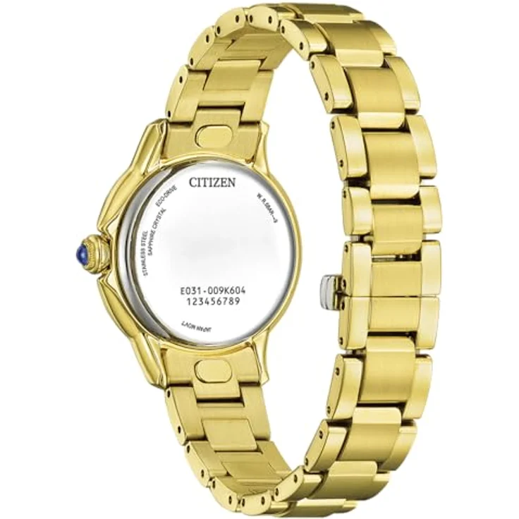 Citizen Eco-Drive Solar Damenarmbanduhr EM1162-52A, goldfarben mit Edelstahlarmband und kratzfestem Synthetik-Saphirglas – Bild 5