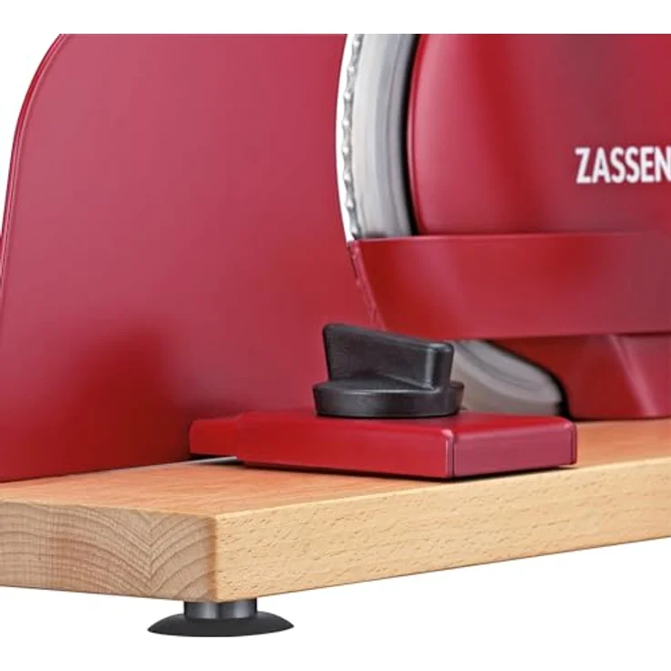 ZASSENHAUS Brotschneidemaschine PURE, manuelle Allesschneider mit Edelstahlmesser und stufenloser Schnittstärke, rot – Bild 5
