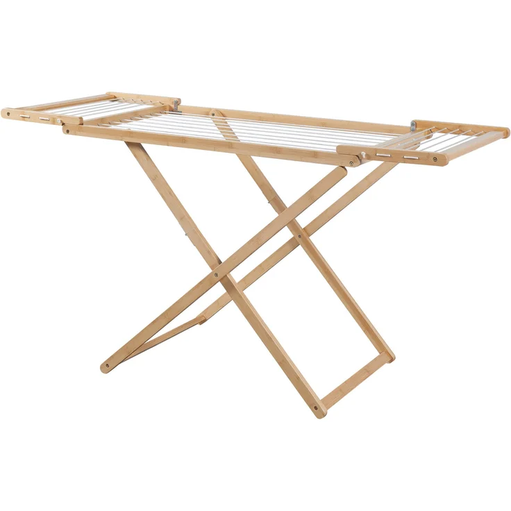 en.casa Wäscheständer, »Fakala« 154 x 59 x 82 cm Bambus, platzsparend zusammenklappbar, natur/weiß – Bild 1