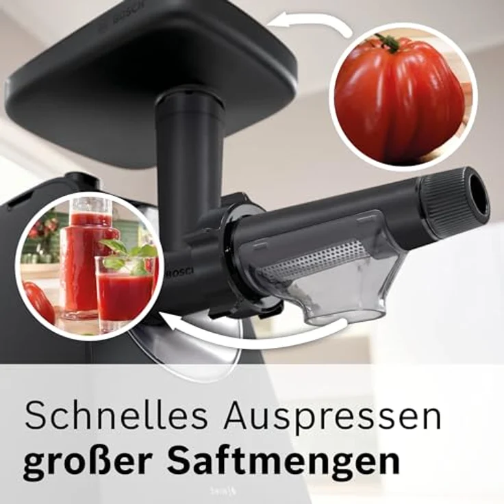Bosch Saftpresse Zubehör für Fleischwolf Serie 4 und Serie 6, Fruchtpressenaufsatz mit 4 Trommeln – Bild 2