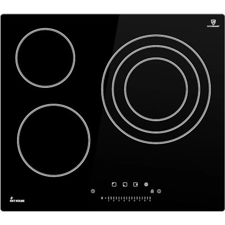 KKT KOLBE CH5903RL Glaskeramikkochfeld 59 cm, 5,7 kW, autark, 3 Zonen, inklusive 30 cm Dreifachzone für Wok/Paella, Touch Slider, Timer, Restwärmeanzeige, Tastensperre – Bild 2