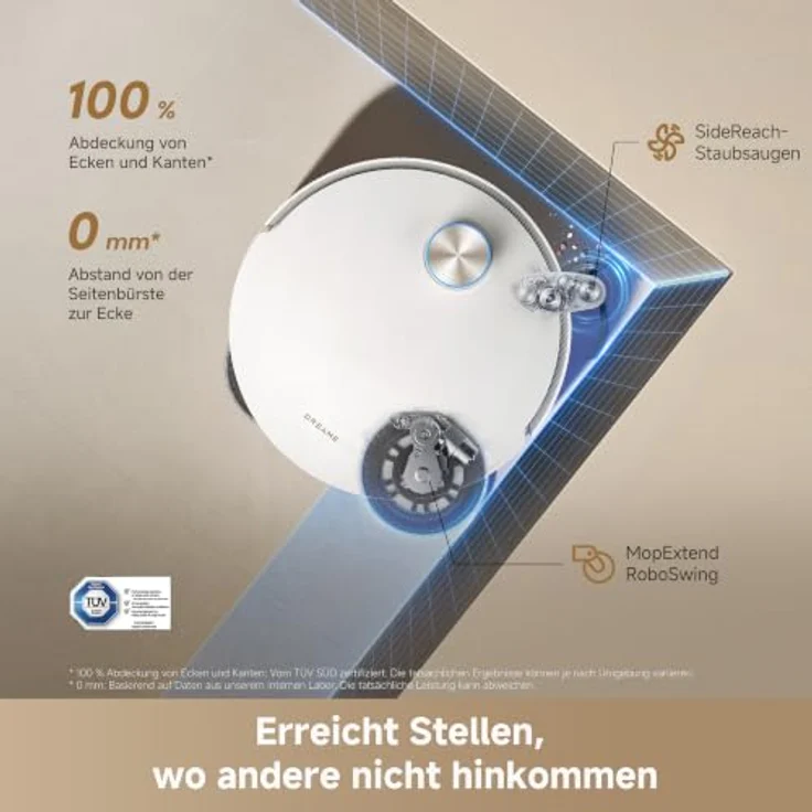 Dreame L60 ULTRA, Beutelloser Saugroboter mit Wischfunktion, Weiß, 35.000 Pa, 0,275 l Staubbehälter, 4,5 l Frischwassertank – Bild 7