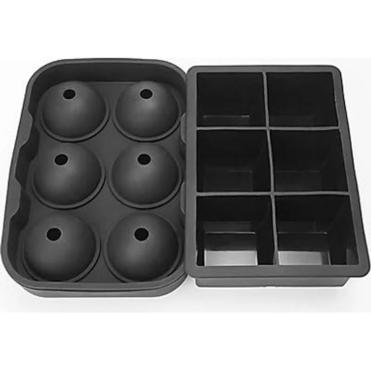 Maskworld 6 Riesen Quader & 6 Kugel Eiswürfel Silikonformen, BPA-frei für Eiswürfel und Backen, hitzebeständig -30 bis +230 °C, spülmaschinengeeignet, 2 Formen – Bild 2